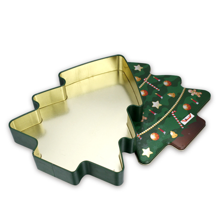 Big Size Christmas Tree Shaped Decorative Tin Containers